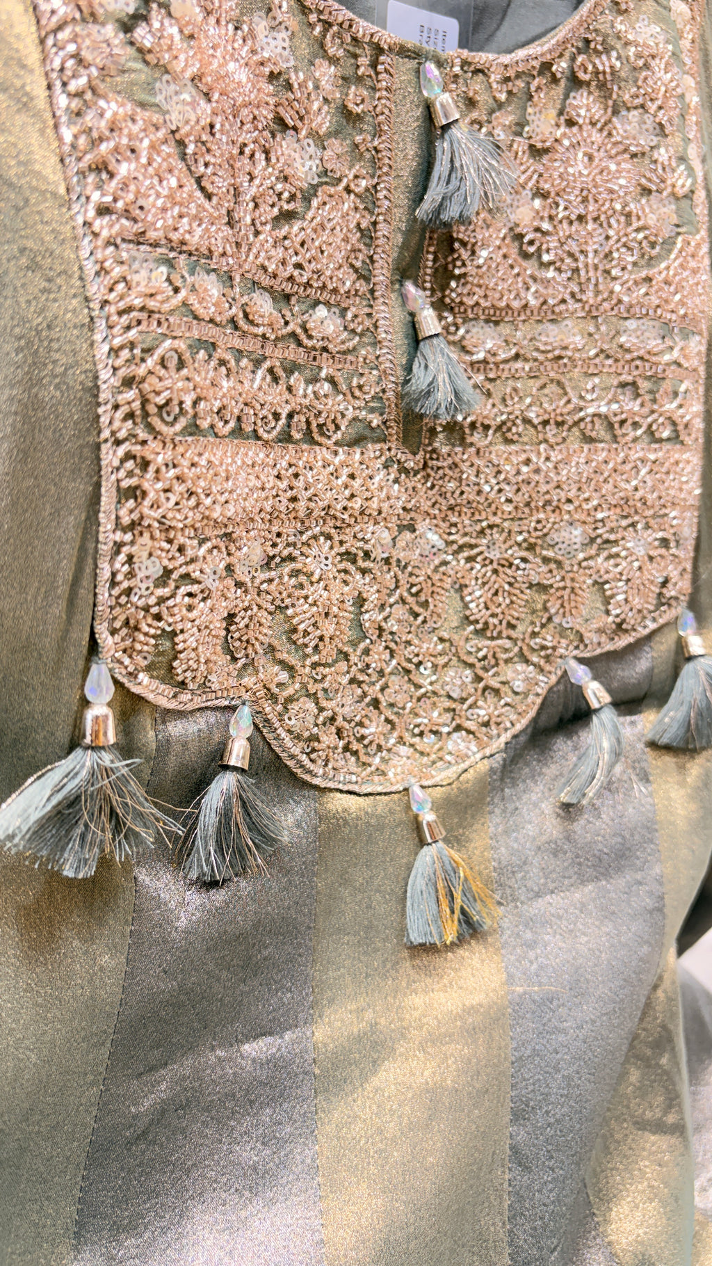 Shimmer tissue anarkali set