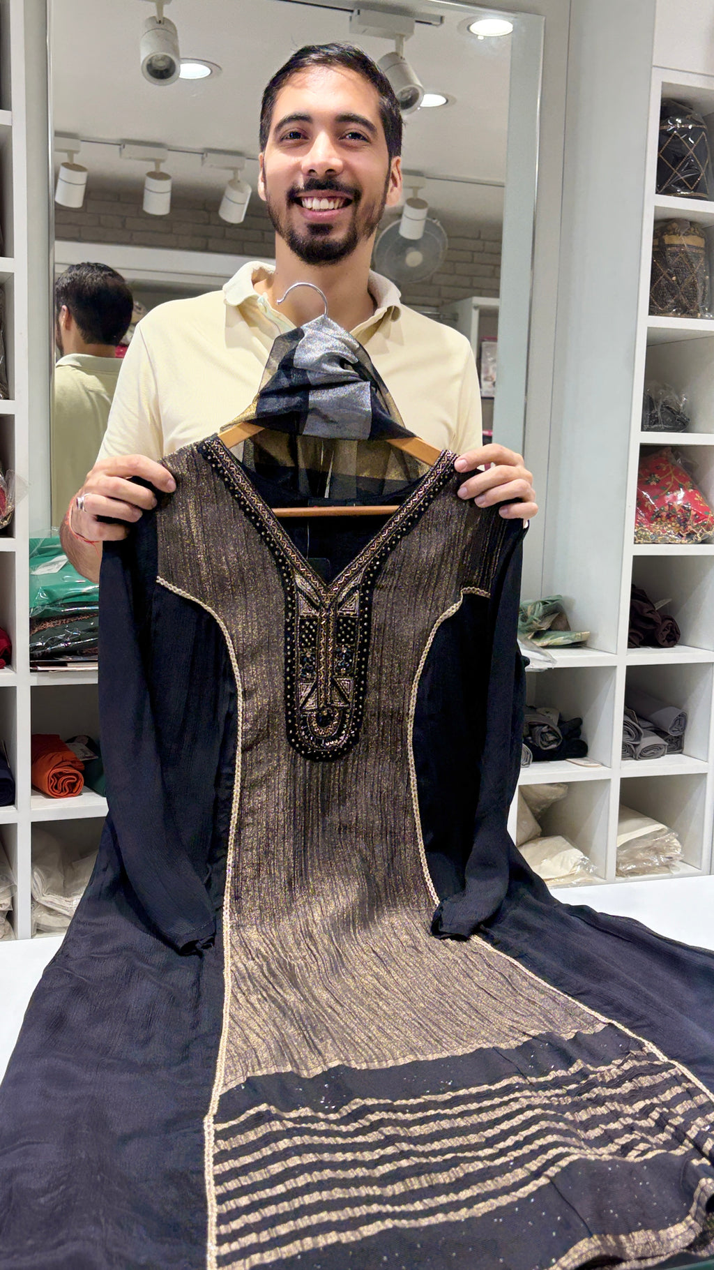 A-line shimmer suit