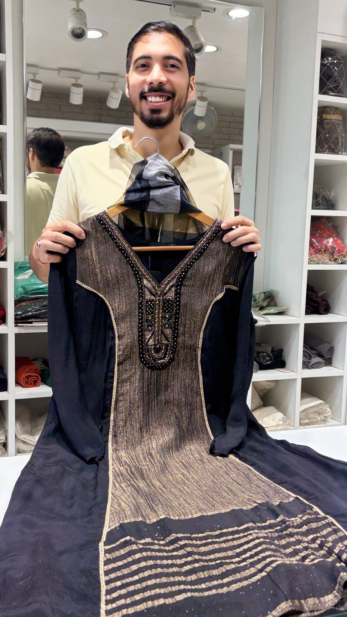 A-line shimmer suit