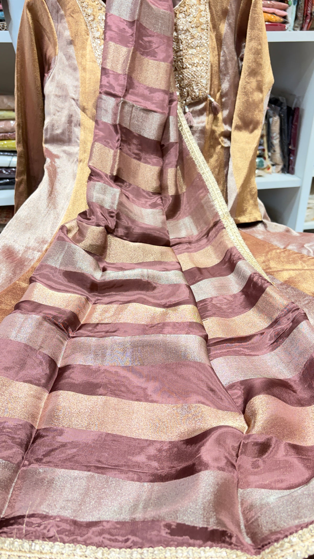 Shimmer tissue anarkali set