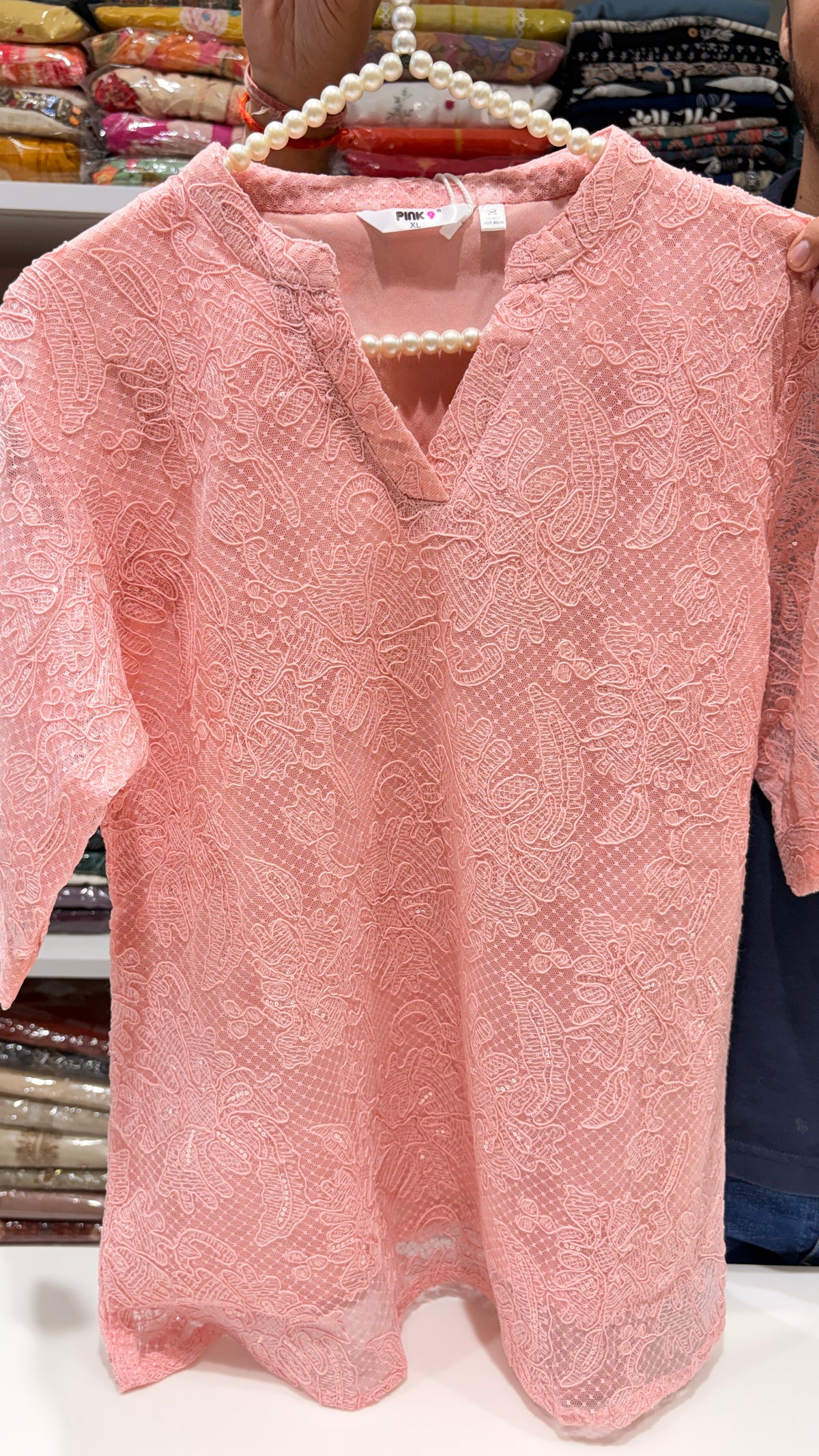 Pink net top