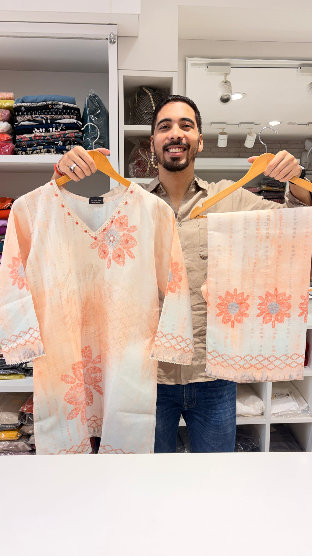 Khadi cotton orange co ord set