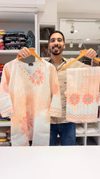 Khadi cotton orange co ord set