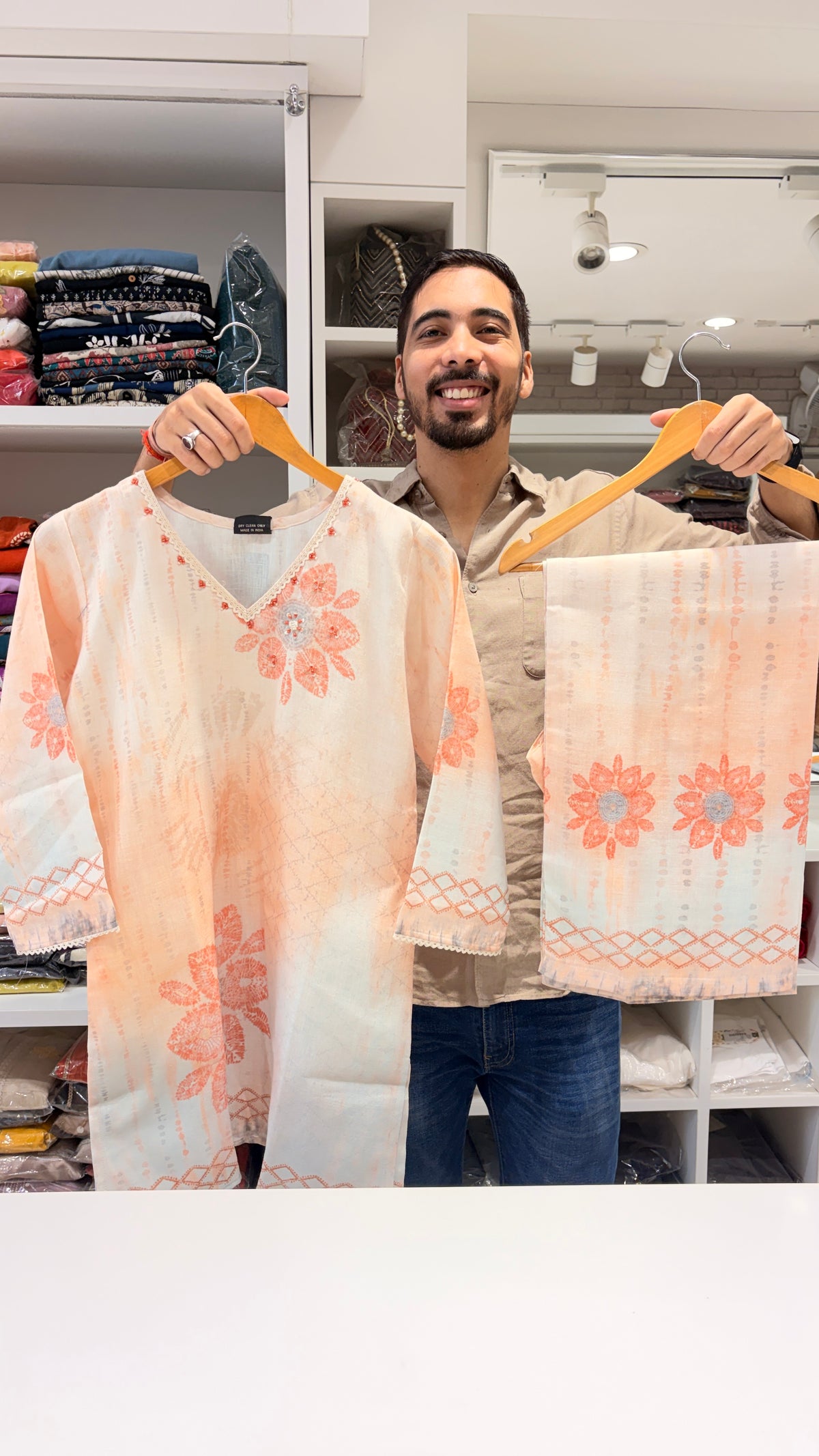 Khadi cotton orange co ord set