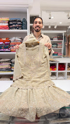 Grey gold sharara set
