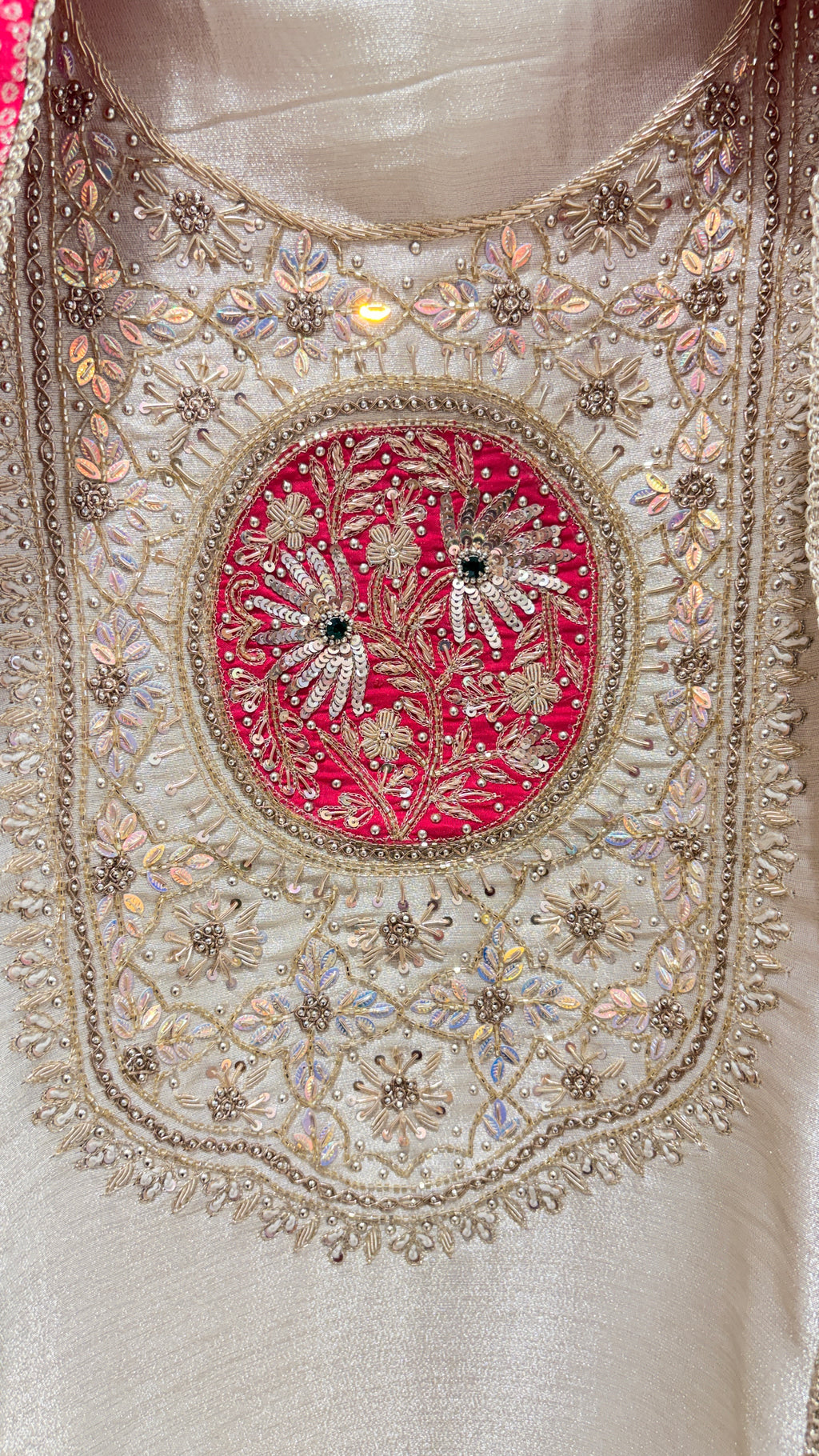 Tissue Unstitched Suit with Sequin & Stone Embroidery